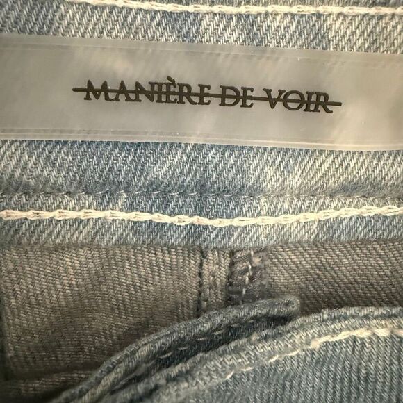 Manière de Voir Two Toned Marbled Mom Jeans Size 8 Patchwork Designer Jean - Picture 3 of 4